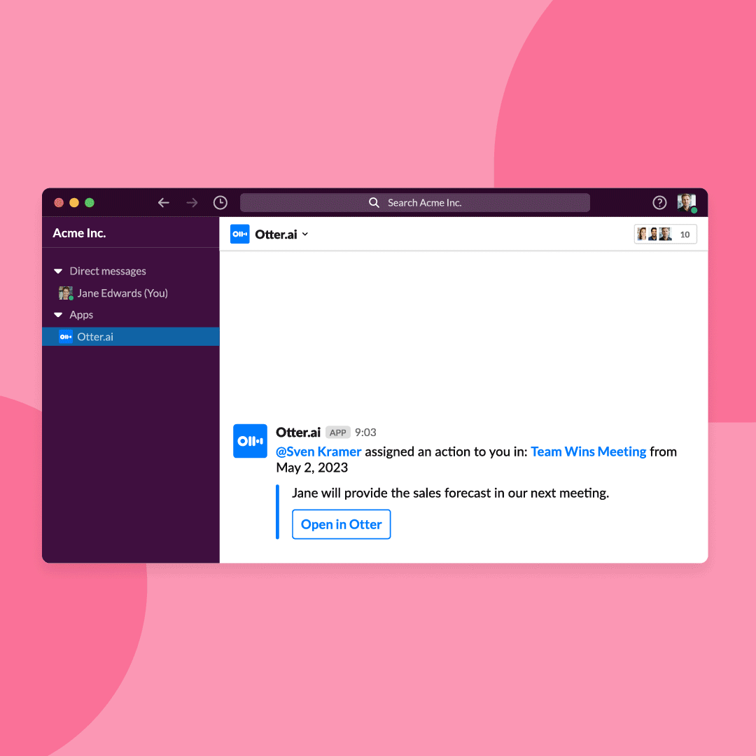 Otter app for Slack