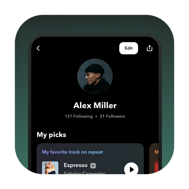 
Show off your profile and your sounds
