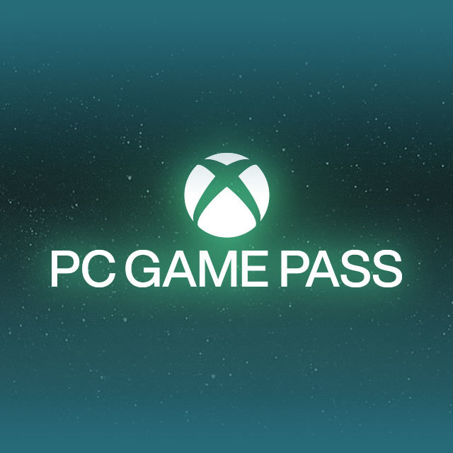 The PC Game Pass Logo in front of a blue galaxy in the background.