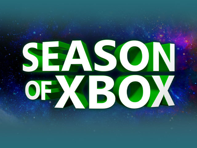 The Season of Xbox logo in front of a blue galaxy in the background.