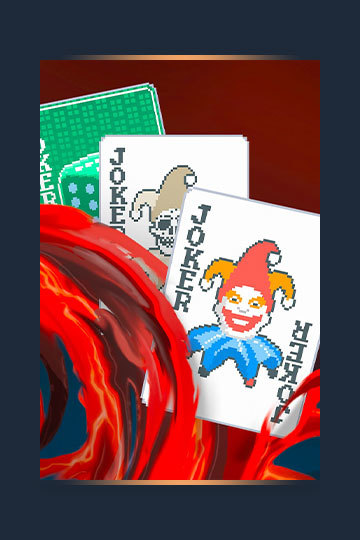 Key art for Balatro featuring Joker cards among a swirl of colors.