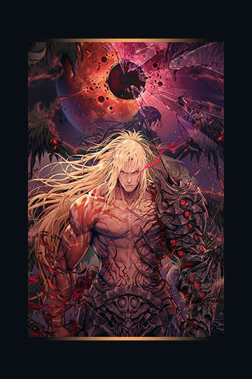 Key art for The First Berserker: Khazan featuring Khazan glowering angrily ahead.