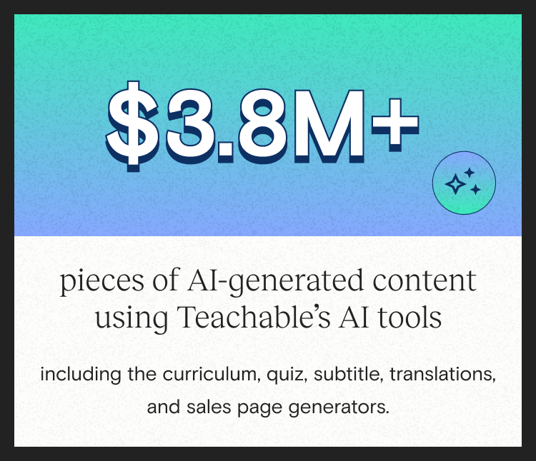 top 5 most used features - 23M Coupons Created 99K AI-Generated Course Outlines Created 21K AI Lesson Summaries Created 15K Order Bumps Created 12K Upsells Created