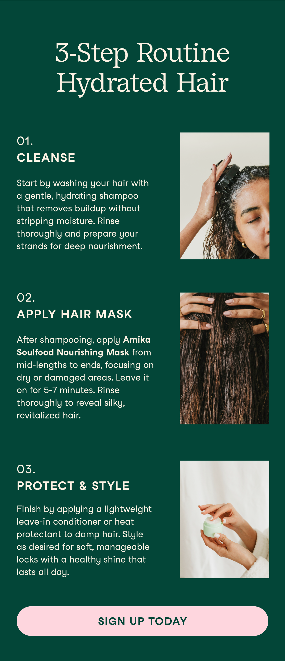 3-step routine hydrated hair