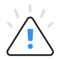Blue exclamation point in a triangle alert icon