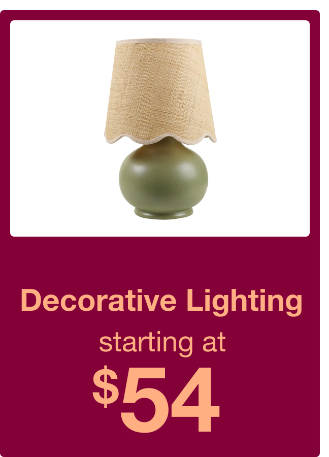Lighting starting at $54