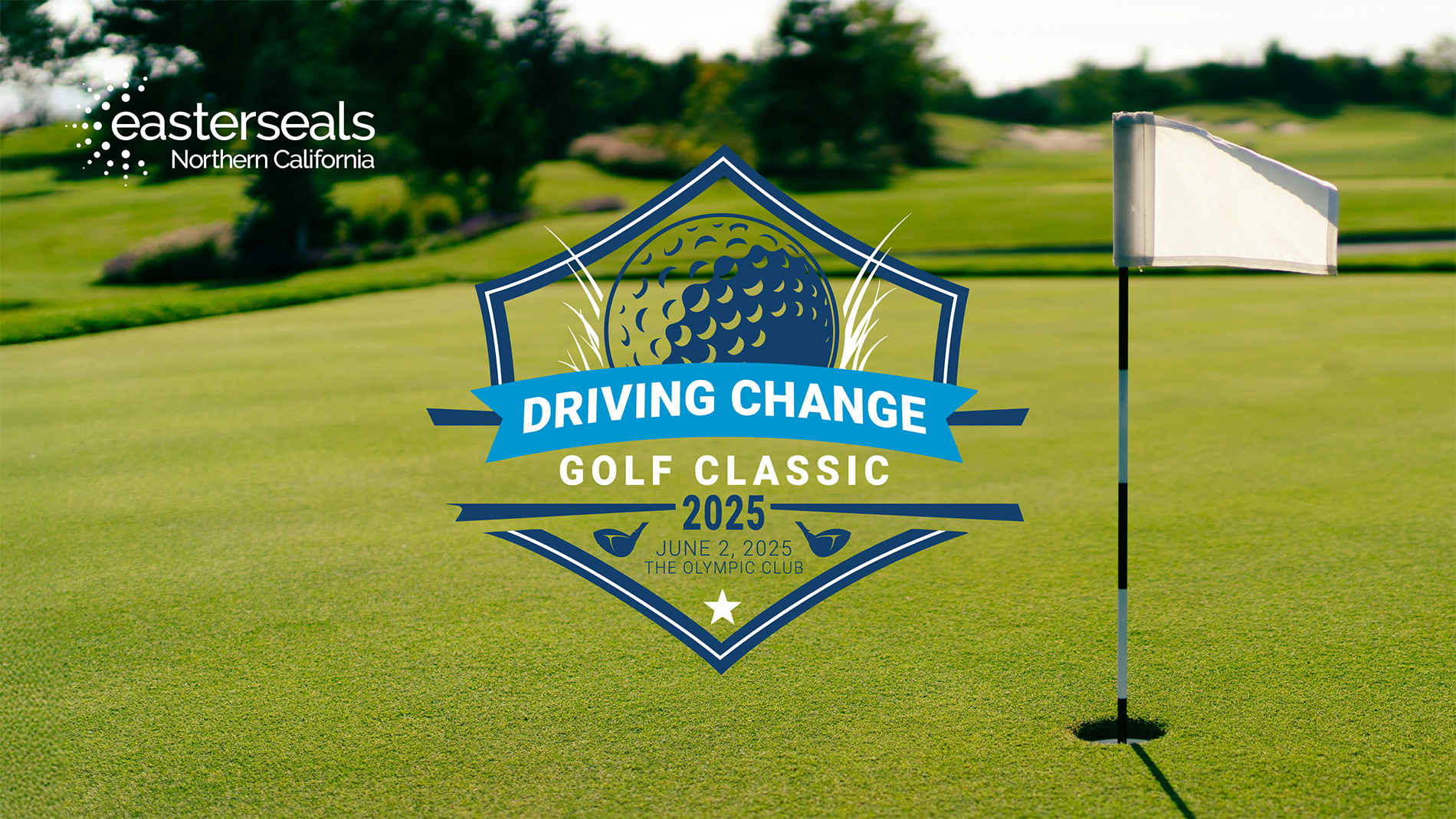 Golfer carrying a flag