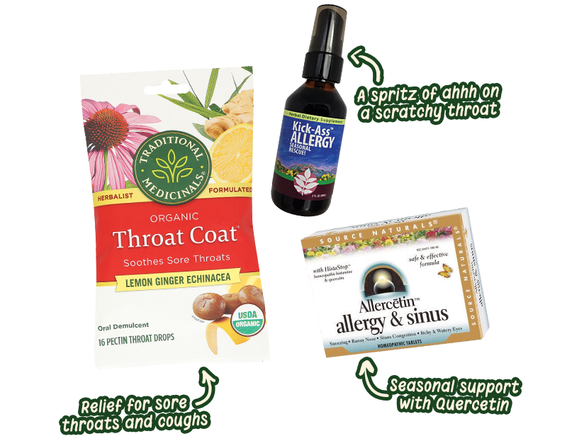 Kick-Ass Allergy, Allercetin™ Allergy & Sinus and Traditional Medicinals Throat Coat Lozenges