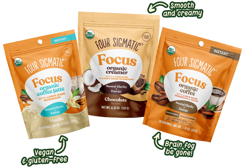 Focus Organic Vanilla Latte, Focus Organic Medium Roast Coffee and Focus Organic Chocolate Creamer