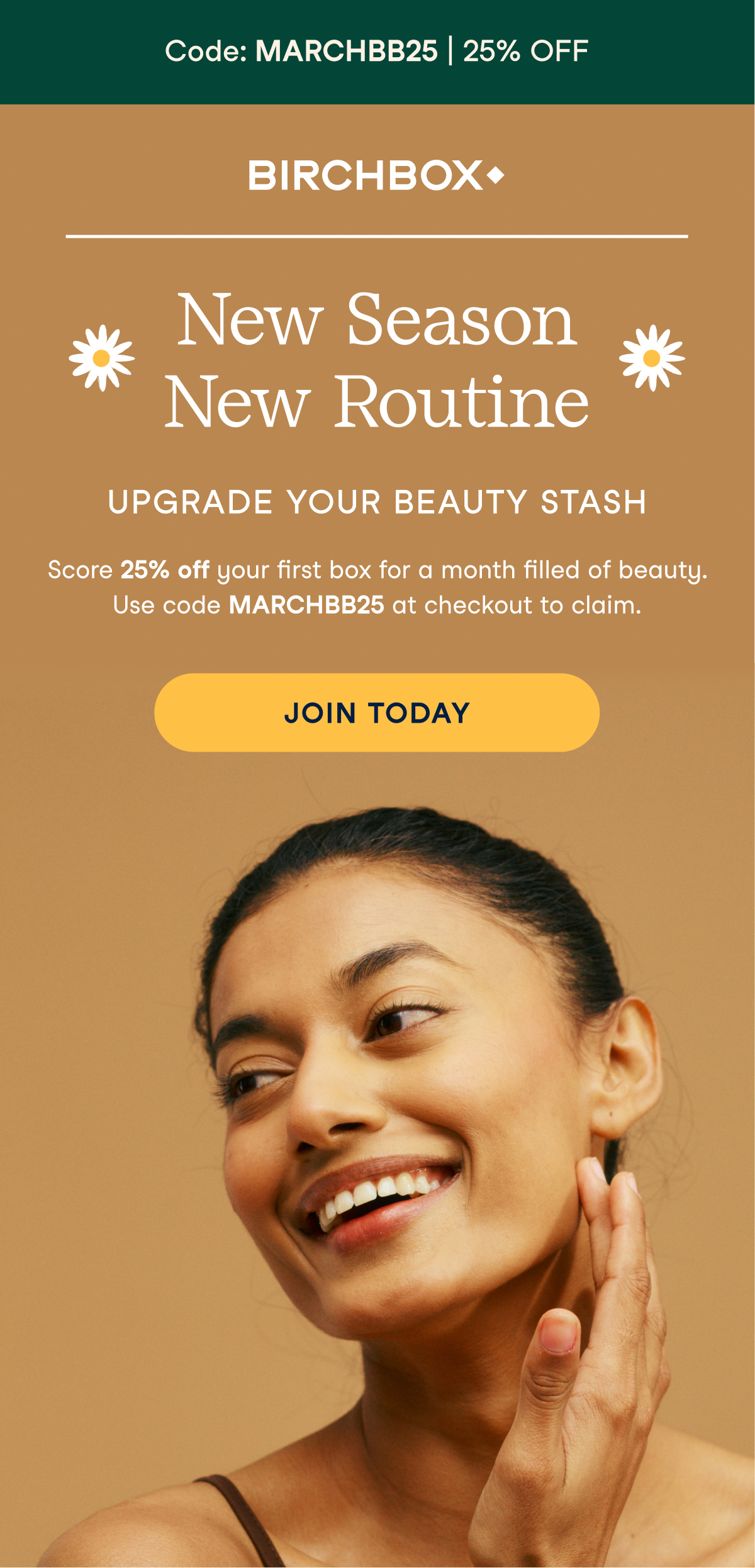 YES! Take 25% off your first box filled with beauty goodies! Use the code MARCHBB25 at checkout.