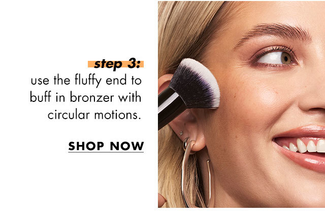 Step 3: Use fluffy end to buff in bronzer with circular motions
