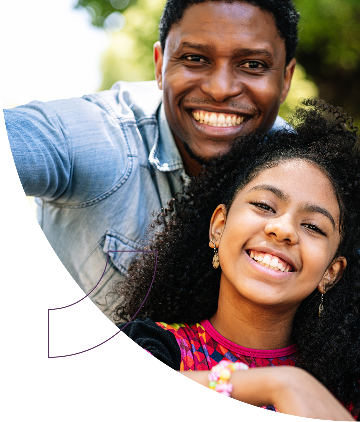 Smiling parent and child