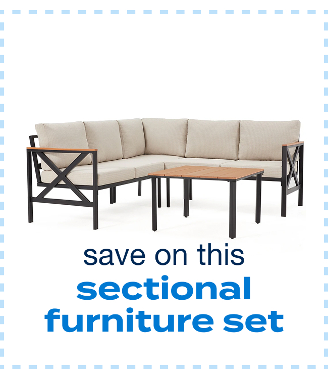 EROMMY 6-Piece Patio Sectional Furniture Set, Outdoor Metal L-Shaped Sofa with Faux Wood Coffee Table and Thick Cushions