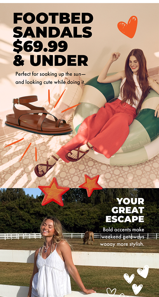 Footbed sandals $69.99 & under