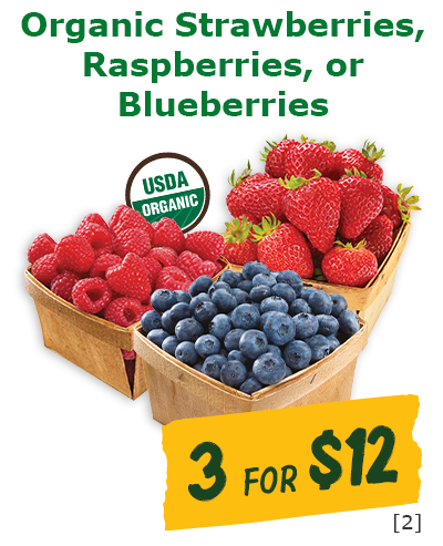 Organic Strawberries, Raspberries, or Blueberries - 3 for $12