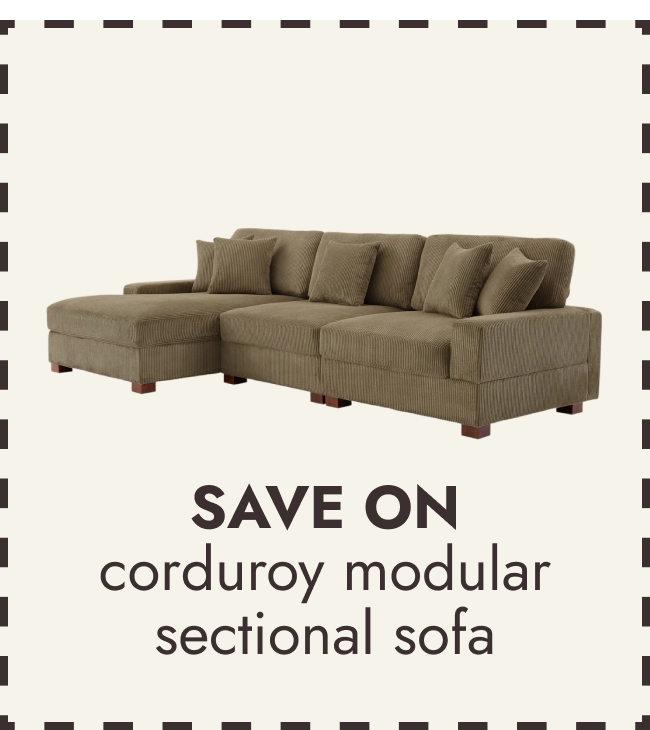 Corduroy L-shape Modular Sectional Sofa with Pillows