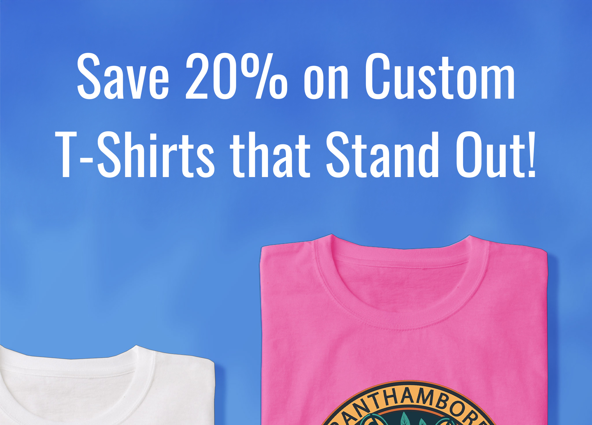 Custom t-Shirts on a blue background