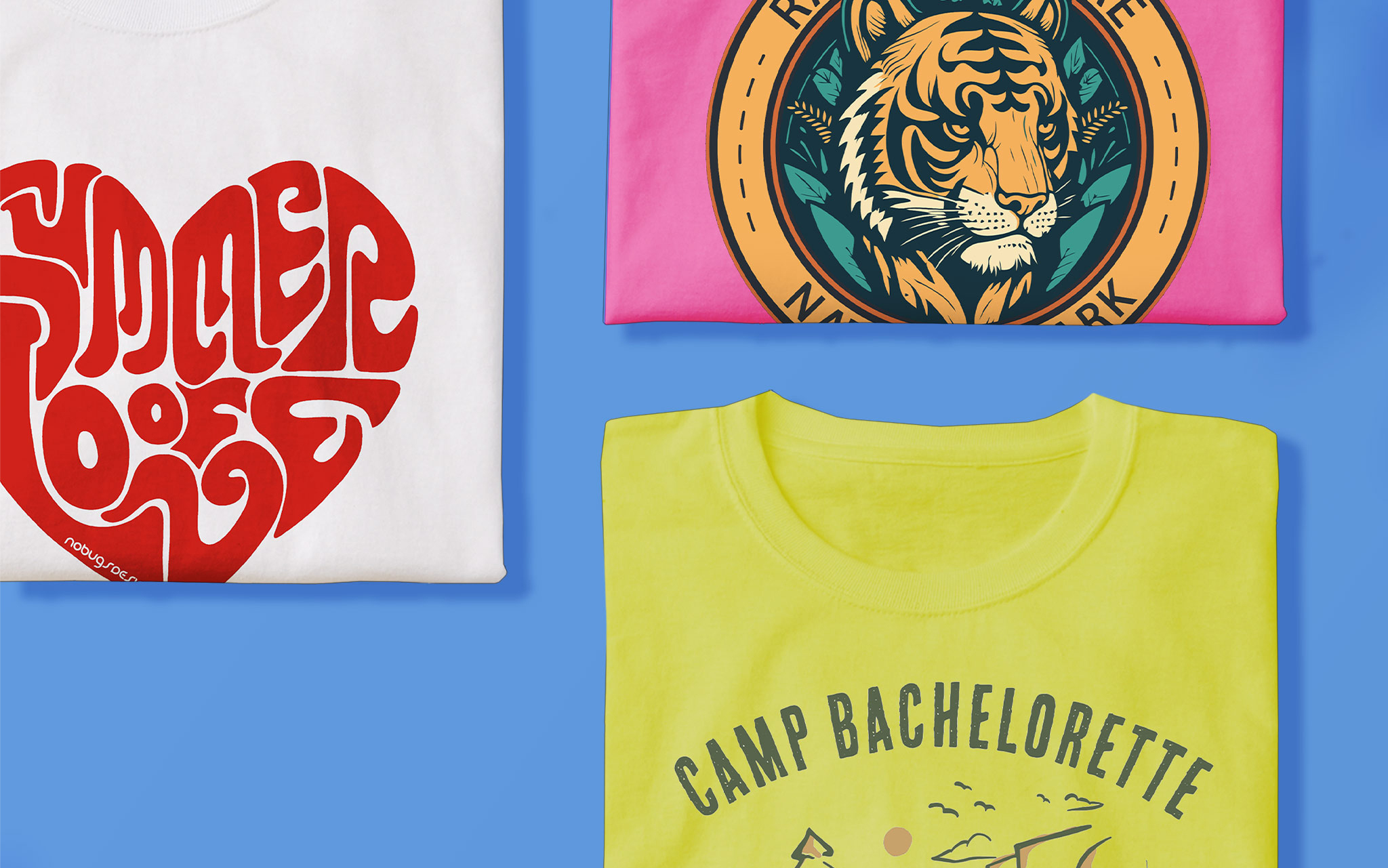 Custom t-Shirts on a blue background