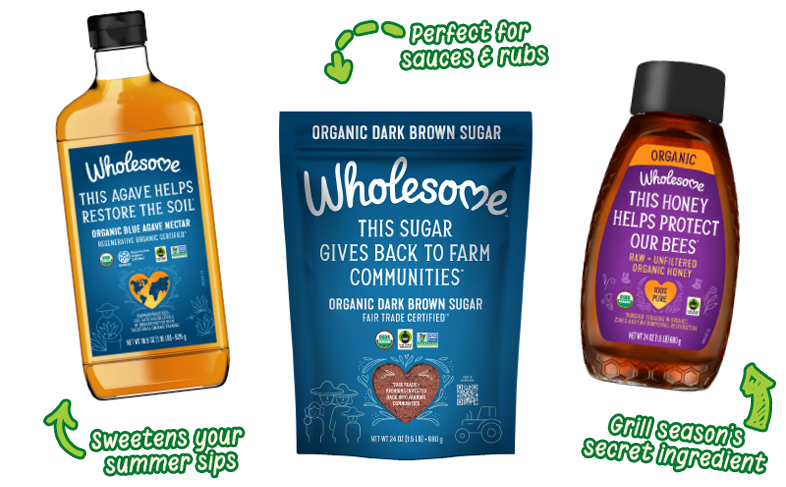 Wholesome Organic Blue Agave Nectar, Organic Dark Brown Sugar, Raw- Unfiltered Organic Honey
