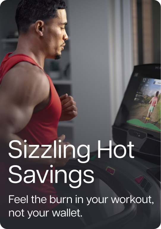 Man running on Matrix treadmill while watching trainer videos on large XUR display