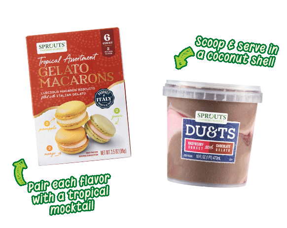 Gelato macarons, duets, strawberry shortcake, gelato fruit pops