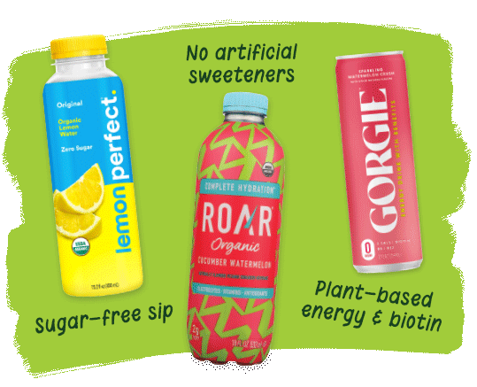 Sprouts Hydration Energy, Sprouts Italian spring water, Roar organic, Lemon perfect, Gorgie energy drink