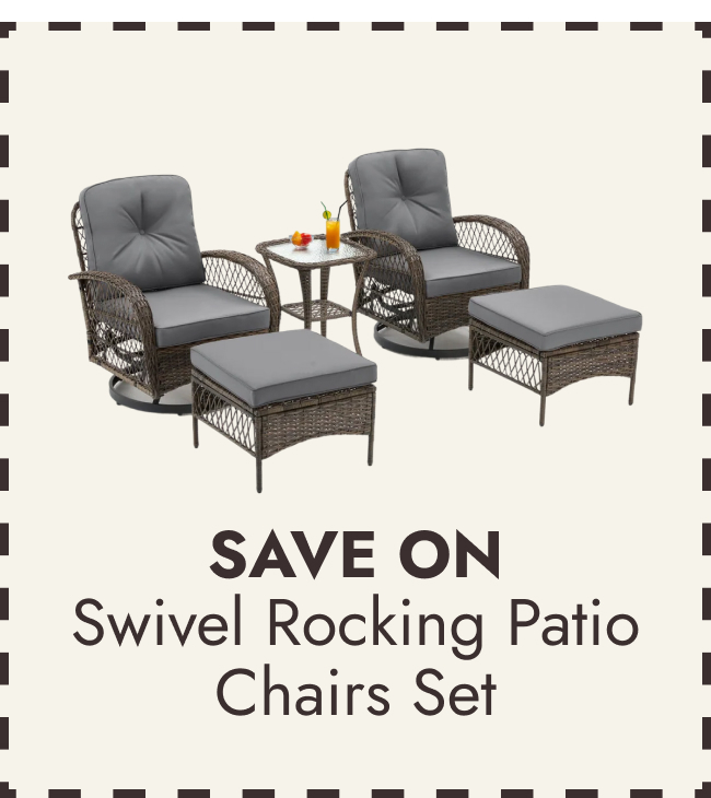Erommy Outdoor 360° Swivel Rocking Patio Chairs Set with Table