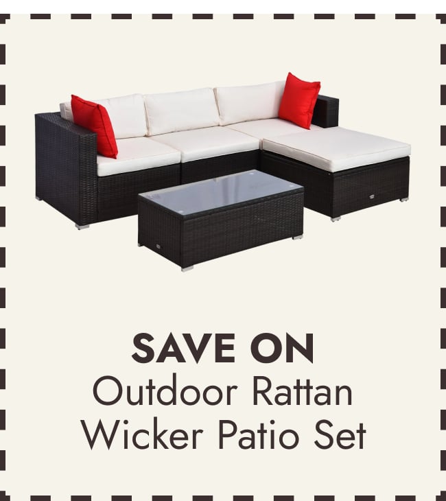 Outsunny Deluxe Outdoor Rattan Wicker 5-Piece Patio Furniture Set