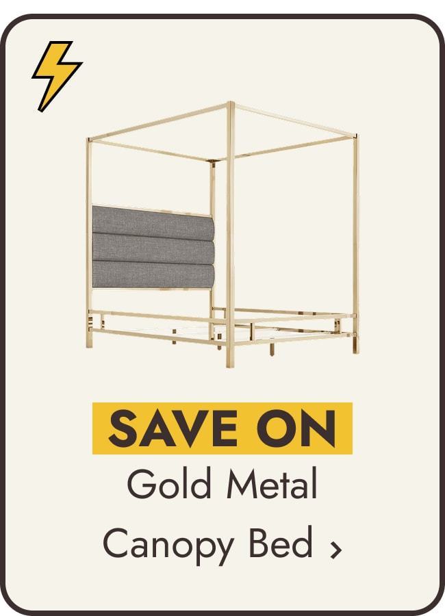 Solivita Champagne Gold Metal Canopy Bed with Horizontal Panel Headboard by iNSPIRE Q Bold
