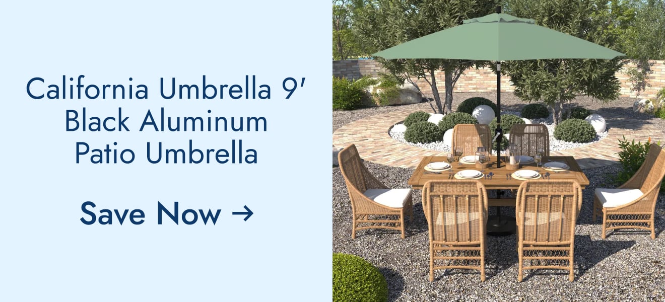 California Umbrella Round Crank Lift Push Button Tilt Black Aluminum Patio Umbrella with Pacifica Pacific Blue Fabric