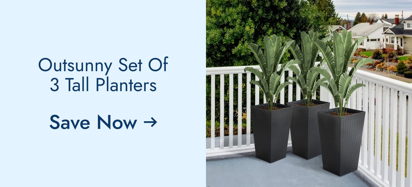 Outsunny Set of 3 Tall Planters, Outdoor & Indoor Flower Pot Set for Front Door, Entryway, Patio and Deck