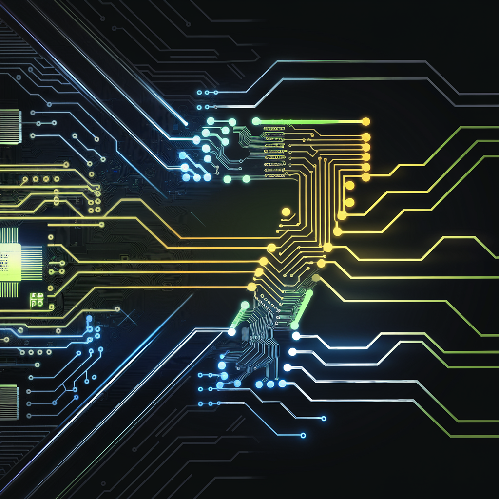 Image shows a representation of semiconductor circuits in the shape of the number 7.