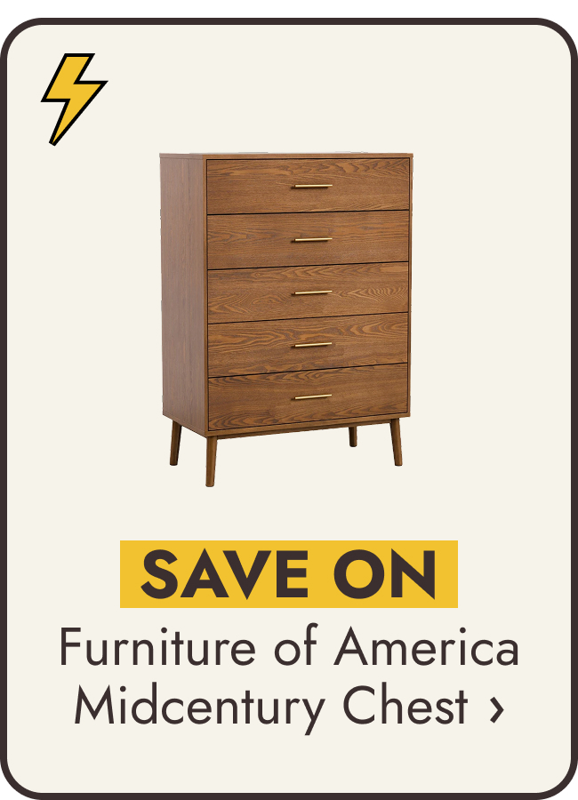 Furniture of America Beau Midcentury Walnut 5-Drawer Chest with Interlocking Drawers