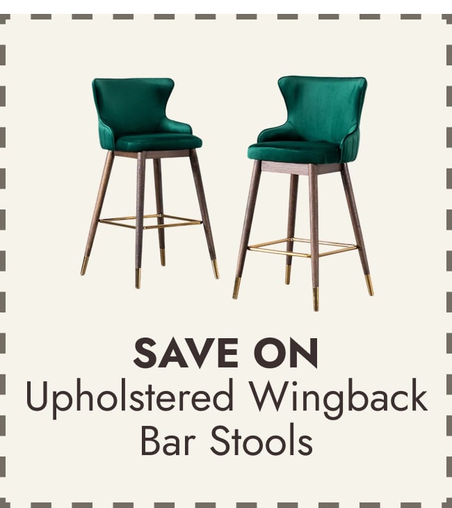 Leland Fabric Upholstered Wingback Bar Stools - Set of 2
