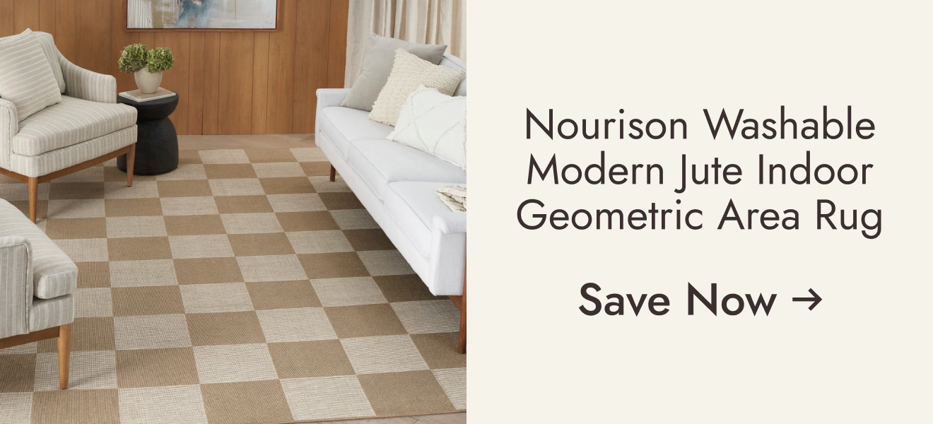 Nourison Washable Modern Jute Indoor Geometric Area Rug