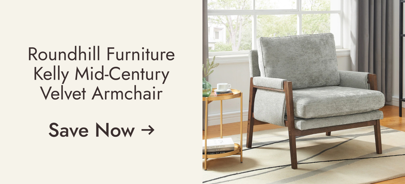 Roundhill Furniture Kelly Mid-Century Modern Velvet Accent Armchair