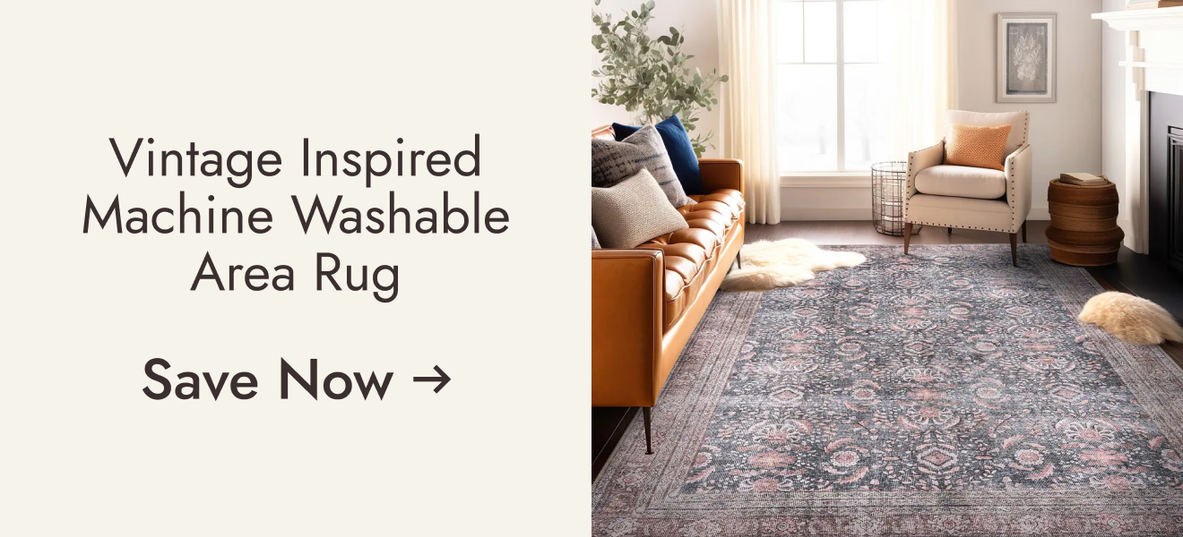 World Rug Gallery Vintage Inspired Machine Washable Non Slip Area Rug