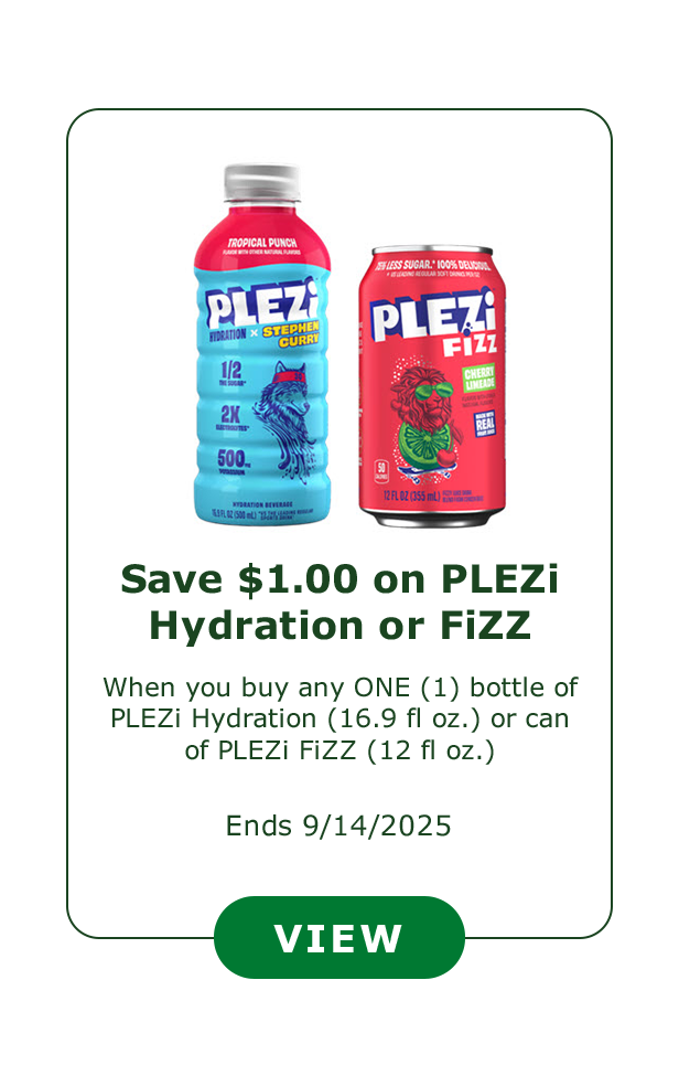 Save $1.00 on PLEZi Hydration or FiZZ