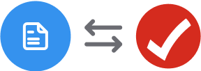 Blue circle with a document icon | TurboTax logo