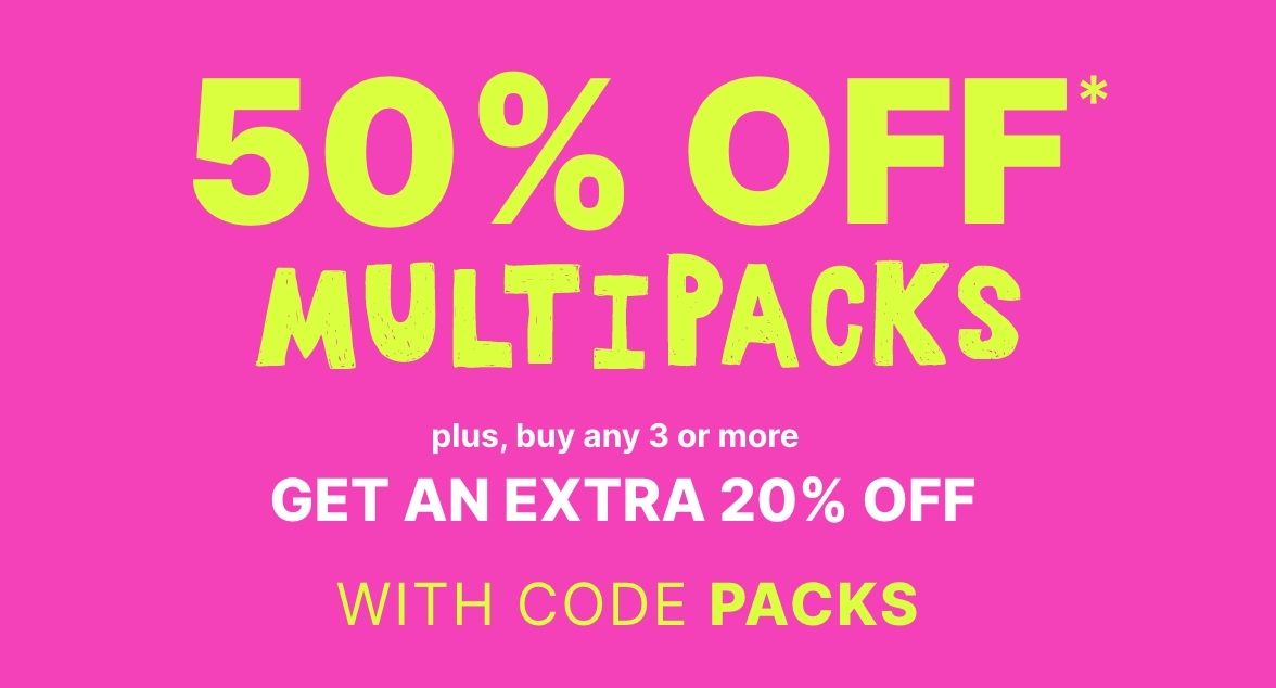 50% off Multipacks + Extra 20% off 3+ with code PACKS