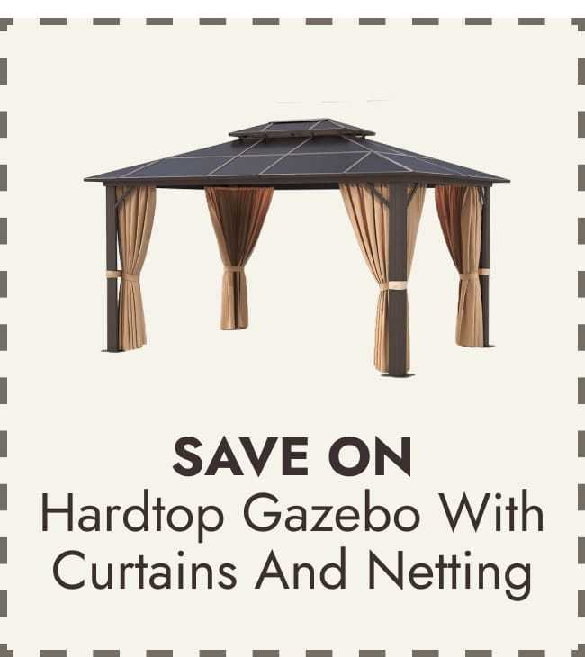 Hardtop Gazebo with Curtains and Netting