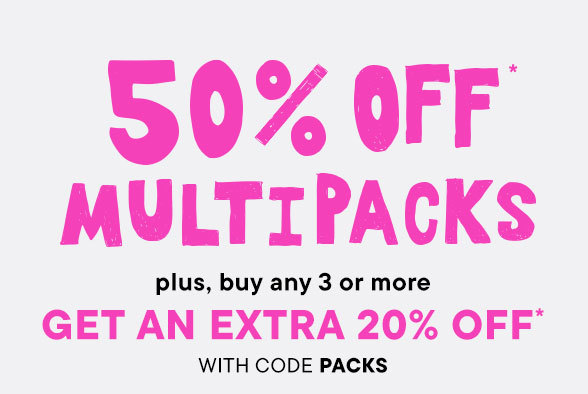 50% off Multipacks + Extra 20% off 3 or more with code PACKS