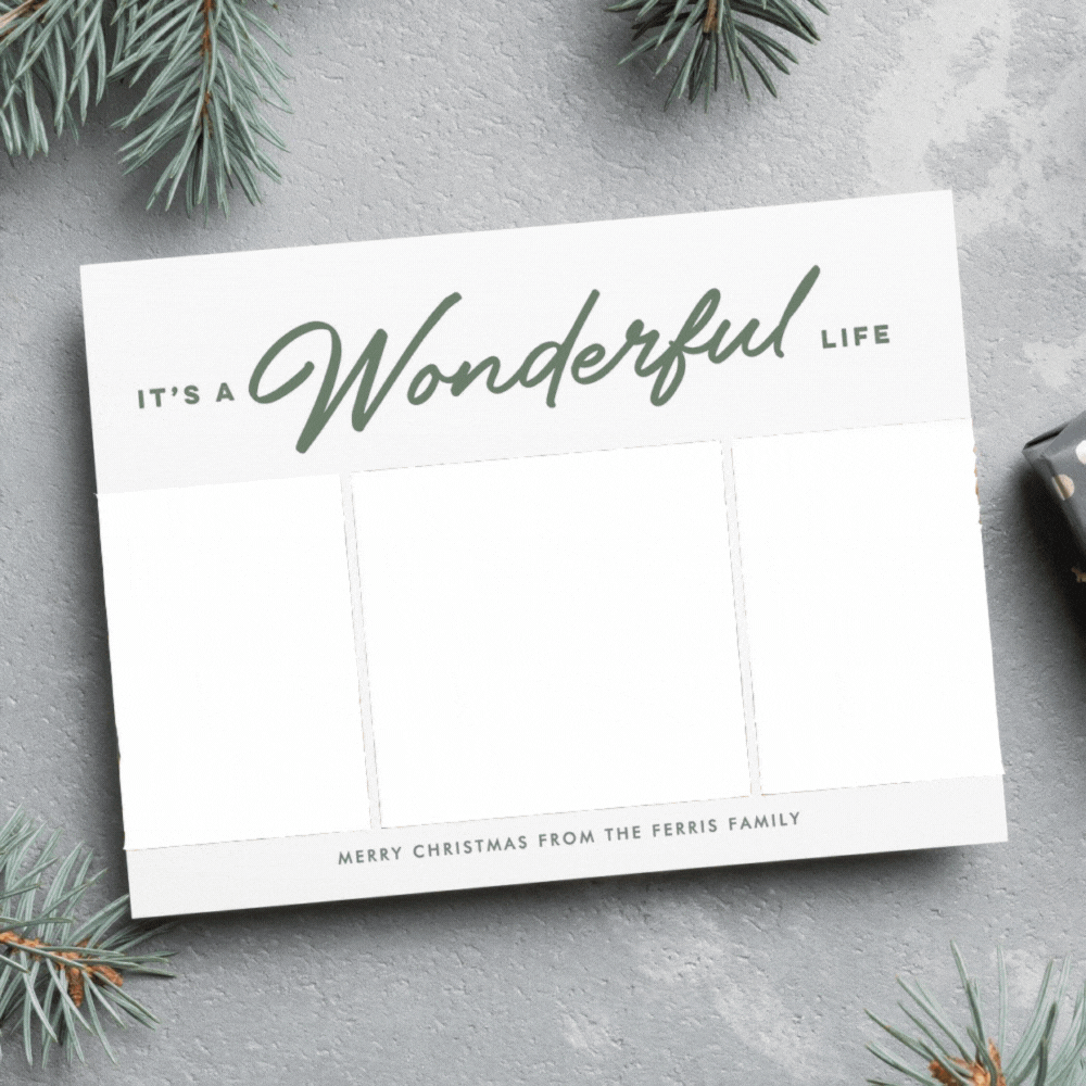 Image of a Christmas card with 3 family photos