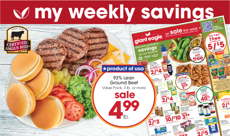  93% Lean Ground Beef Value Pack, 3 lb. or more sale $4.99 lb. 