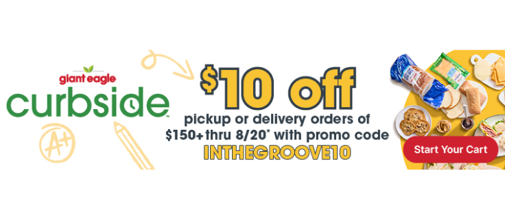  $10 off pickup or delivery orders of $150+ thru 8/20* with promo code INTHEGROOVE10 