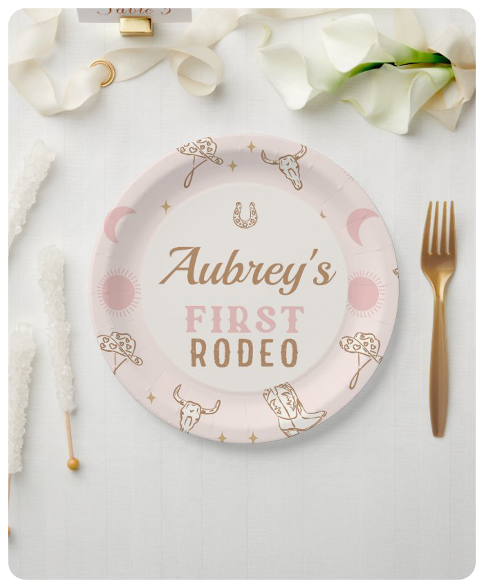 Image of a rodeo-themed birthday plate