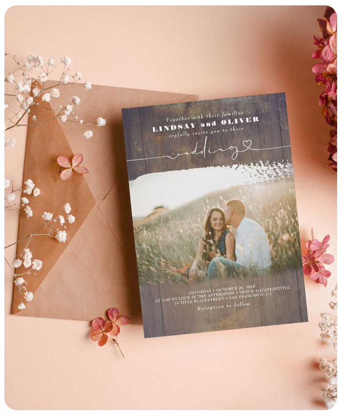 Image of a rustic wedding invitation
