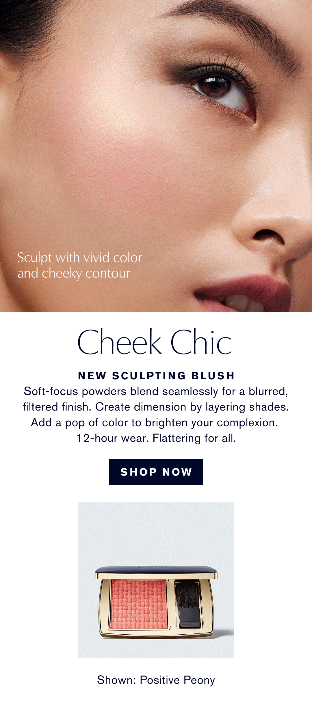 Sculpt with vivid color and cheeky contour | Cheek Chic NEW SCULPTING BLUSH Soft-focus powders blend seamlessly for a blurred, filtered finish. Create dimension by layering shades. Add a pop of color to brighten your complexion. 12-hour wear. Flattering for all. | SHOP NOW