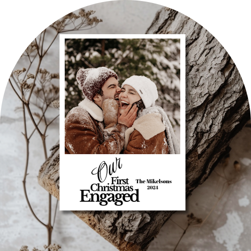 Photo of an engagement Christmas card