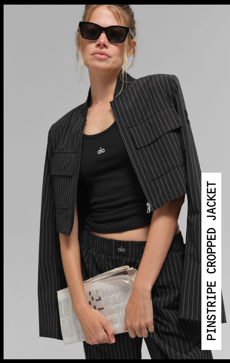 PINSTRIPE CROPPED JACKET